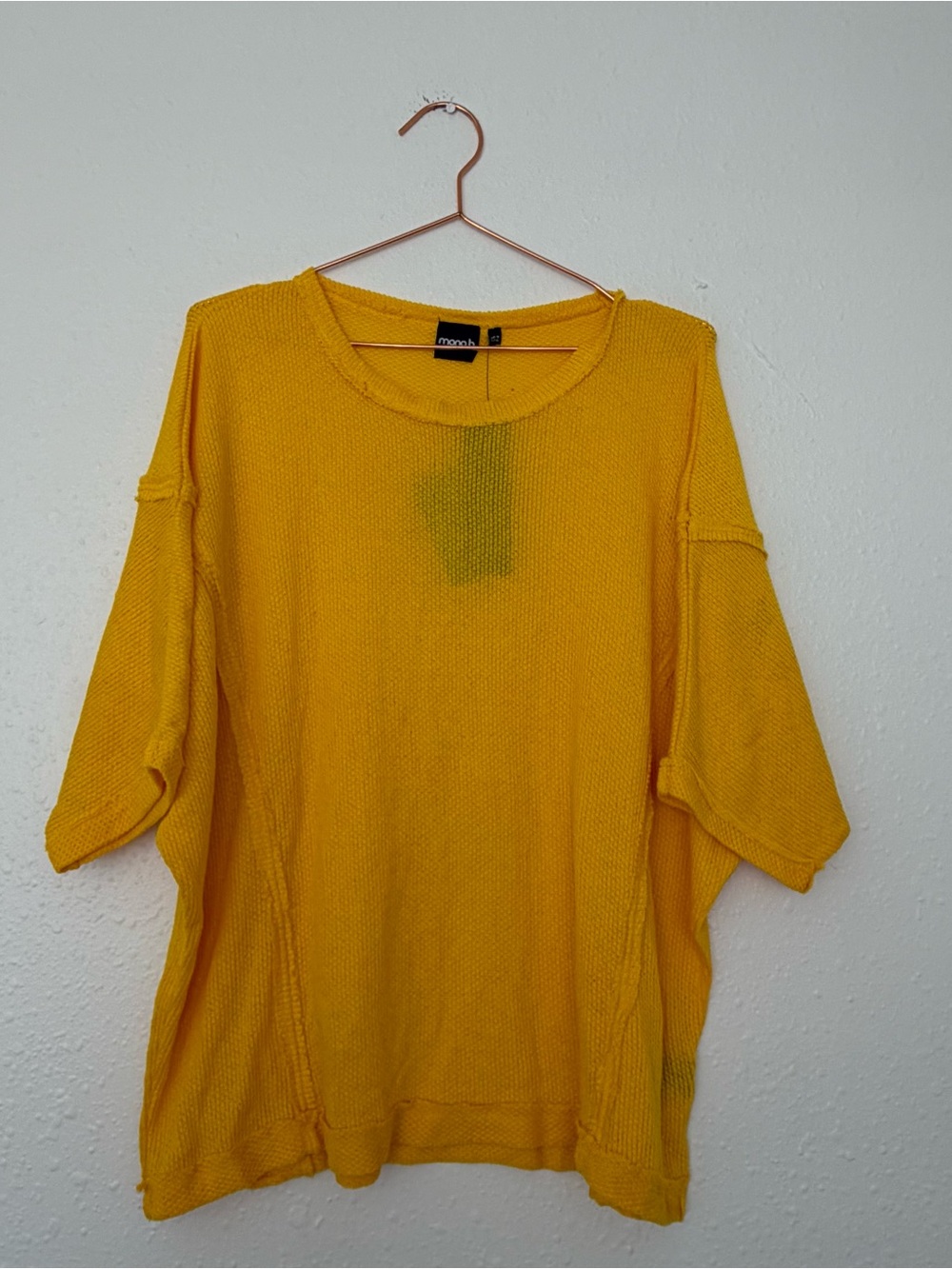 Mono B Bright Yellow Knit Oversized Short-Sleeve Sweatshirt